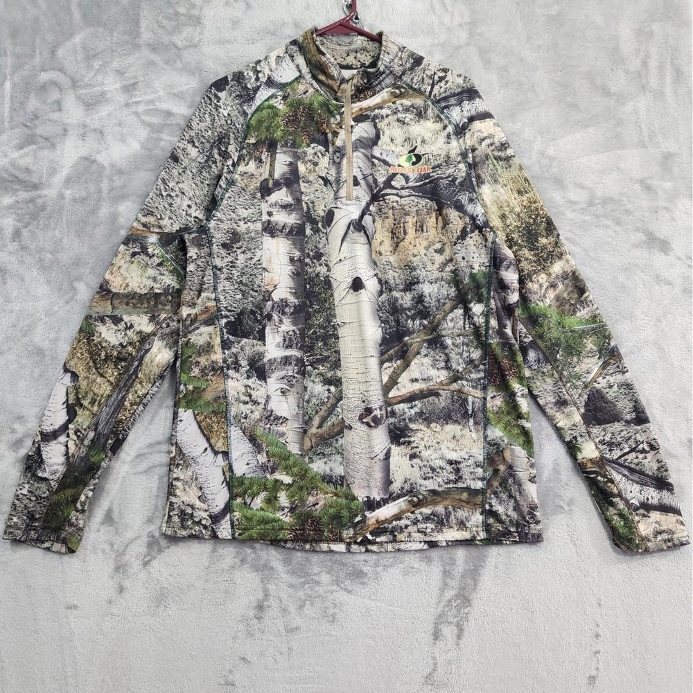 Mossy Oak Jacket Mens L Multicolor Camo‎ 1/4 Zip Long Sleeve Pullover Hunting